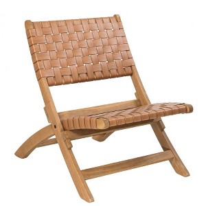 Lounge Chair Brown – 29.1"H Solid Acacia Wood Frame with Synthetic Rattan Weave, Modern Outdoor Seating By Zuo Modern - 1 of 4