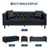 81" Chesterfield Sofa, Modern Leather Couch, Handmade Button Tufted 3 Seater Sofa, Deep Seats and 2 Pillows, for Apartment, Office - 3 of 4