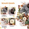 20 Inch Fall Wreaths for Front Door, Autumn Decorations Pumpkin Wreath with Bow Leaves Pine Cones for Wall Window Outdoor Thanksgiving Harvest Decor - 4 of 4