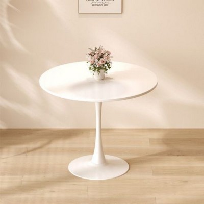 31.5" Round Dining Table, Small Space Modern Kitchen Table for 2, Compact Tulip Pedestal Table for Dining Room or Breakfast Nook-The Pop Home