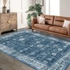 Coolmee Washable Area Rug Living Room Floral Non Slip Large Rug Vintage Traditional Stain Resistant Distressed Carpet Bedroom Dining RoomGreen - 3 of 4