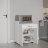 Gulches Mobile Kitchen Cart with Casters, Open Shelves, Drawer & Cabinet Storage, White, Compact Design - 2 of 4