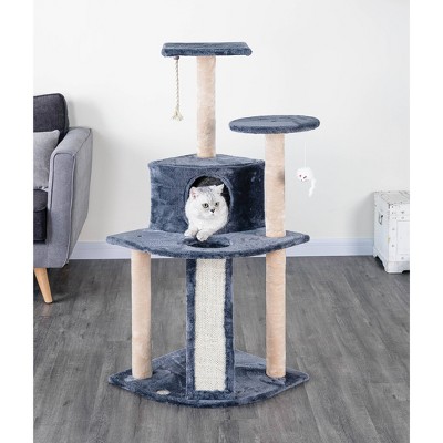 Go Pet Club Kitten Cat Tree Condo with Scratching Board - Gray - 47"
