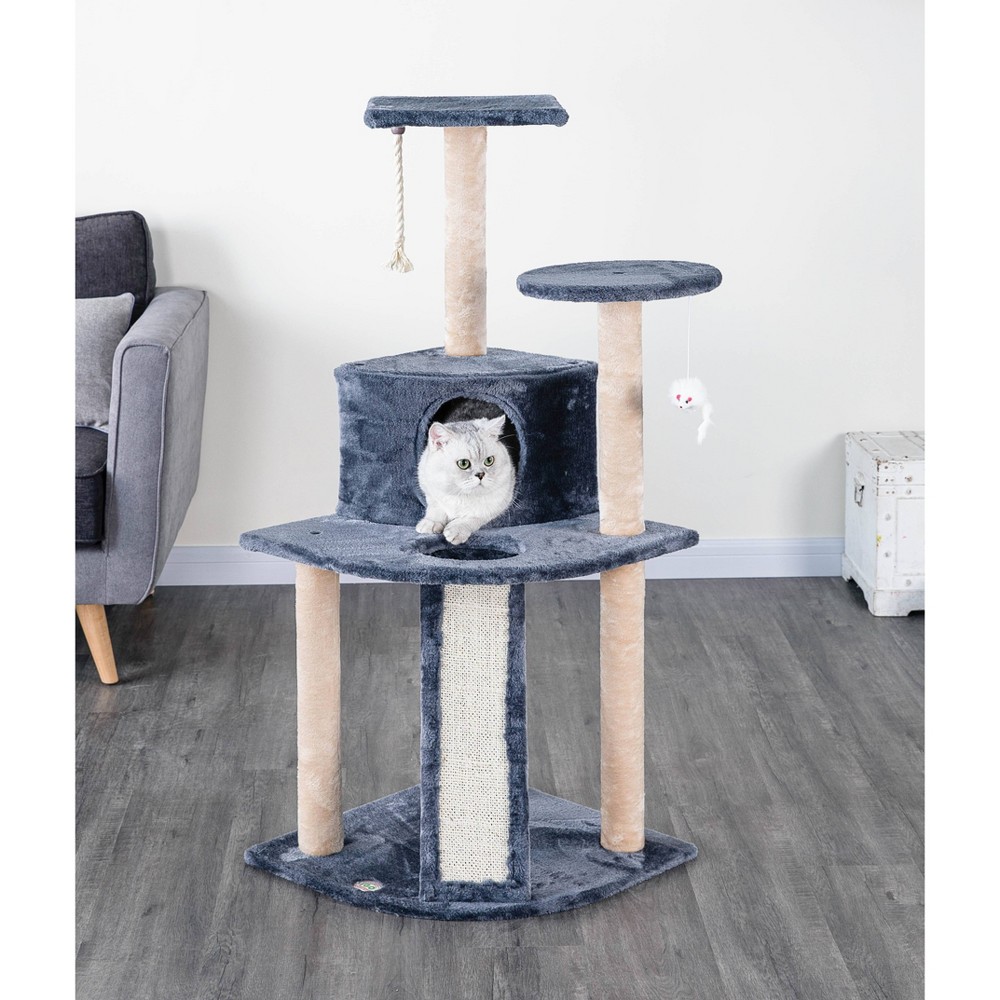 Photos - Other for Cats Go Pet Club Kitten Cat Tree Condo with Scratching Board - Gray - 47" 