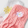 Women's Embroidered Daisy 2pk Cozy Quarter Crew Socks - Coral/Ivory: Animal Icon, Midweight, Rib Cuffs - 3 of 3