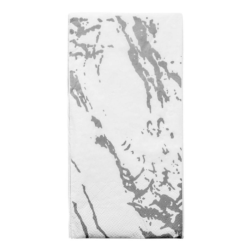 Smarty Had A Party White with Silver Marble Paper Dinner Napkins (600 Napkins), 1 of 2