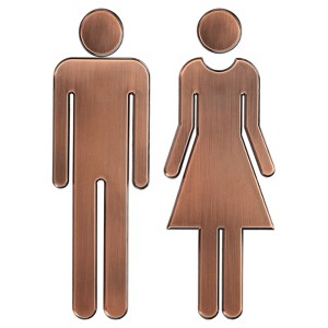 Unique Bargains Self-Adhesive Decor Office Business Men Women Restroom Sign 1 Pair - 1 of 4