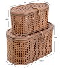 Storied Home Modern Decorative Oval Woven Rattan Storage Boxes, Set of 2 Sizes, Dark Brown Finish - 2 of 4