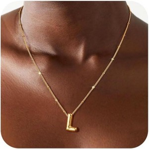 Sterling Silver Balloon Letter Necklace Satellite Bead Chain Personalized Gift - 1 of 4