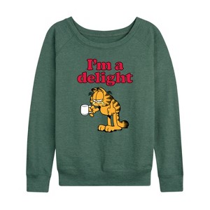 Women's - Garfield - I'm A Delight Lightweight French Terry Wide Neck Long Sleeve Shirt - 1 of 4
