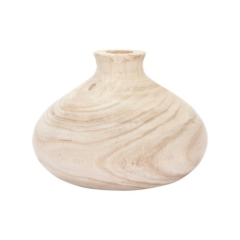 Round Decorative Paulownia Wood Bowl (19) - Storied Home : Target