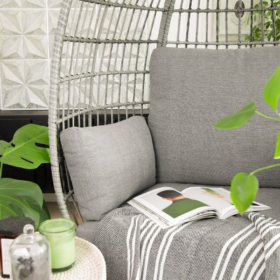 Barton Oversized Grey Wicker Egg Chair with Cushions