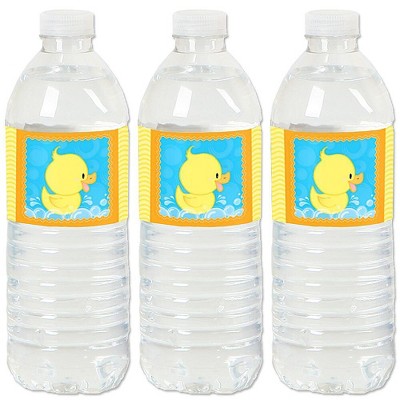 Big Dot of Happiness Ducky Duck - Baby Shower or Birthday Party Water Bottle Sticker Labels - Set of 20