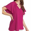 Women's Ruffled Flutter Sleeve Blouse - entro - 4 of 4