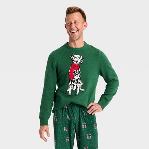 Men's Dalmatian Holiday Matching Family Sweater - Wondershop™ Green - 1 of 4