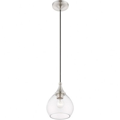 Mini Catania Brushed Nickel Pendant with Clear Glass Shade