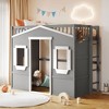 NicBex Twin Size Loft Bed Classic House Shape Pine Bunk Bed Frame with Windows, Ladder and Full Length Guardrail, No Box Spring Required - 2 of 4