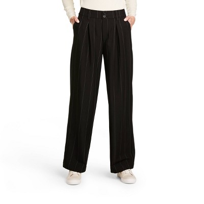 Women's Pinstripe High-Rise Wide Leg Trousers - Nili Lotan x Target Black 0
