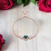 Slickblue Rose Gold Plated Bolo Style Bracelet, 5.95ct CZ, Blue Green Center, Adjustable, Women’s Jewelry - 3 of 3
