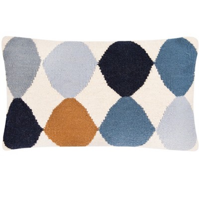 Storied Home Woven Wool Blend Pattern Lumbar Pillow, Multicolor