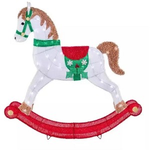 Gemmy 4 ft. LED Glimmer Tinsel Rocking Horse Holiday Yard Decoration - 1 of 4