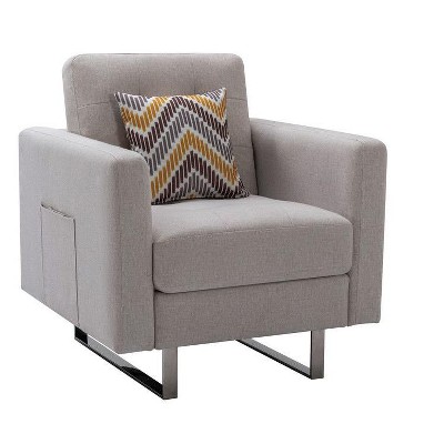 NicBex Linen Accent Chair,Upholstered Living Room Chairs with Tufted Cushions and Metal Legs,Modern Armchair,Accent Chairs for Living Room