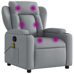 vidaXL Massage Recliner Chair - Light Gray Fabric, Manual Recline, Vibration Massage, Cup Holders, Wood/Metal Frame - 1 of 4