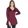Womens Flared Long Sleeve Henley Tunic Top - 24seven Comfort Apparel™ - 2 of 4