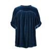Womens Velvet Short Sleeve Shirts Casual Summer Tops Velvet Blouse Front Button Down V Neck Summer Tops Casual Loose Fit Shirts - 4 of 4