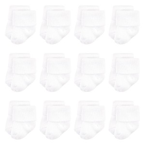 Luvable Friends Baby Newborn and Baby Terry Socks, White - 1 of 3