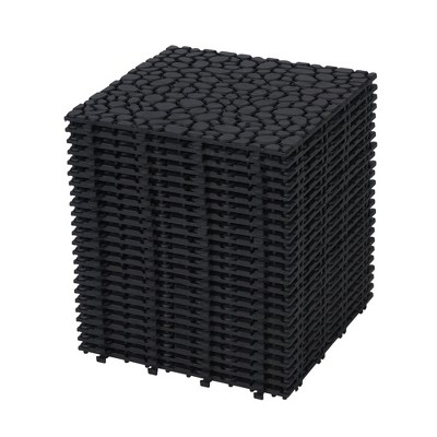 GlasFlength Carpet Tiles 24 Pack 12" Interlocking Deck Tiles 440LBS Weight Capacity Waterproof for Bathroom Balcony, Black, 12"*12"*0.56"