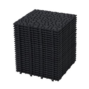 GlasFlength Carpet Tiles 24 Pack 12" Interlocking Deck Tiles 440LBS Weight Capacity Waterproof for Bathroom Balcony, Black, 12"*12"*0.56" - 1 of 4