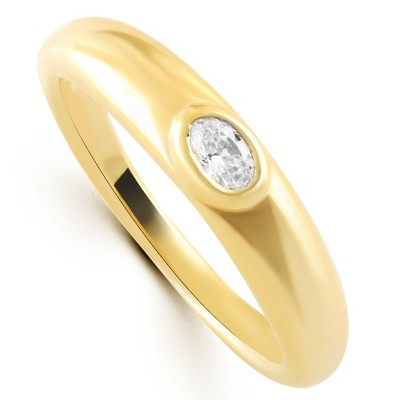 Pompeii3 Oval Diamond 14k Yellow Gold Stackable Dome Polished Band Bezel Ring Lab Created