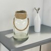 HomeRoots 12" Clear And Brown Glass Jar with Rope - 2 of 4