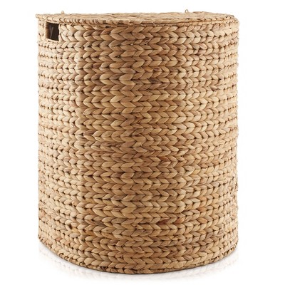 Natural Wicker Half-Moon Laundry Hamper with Lid