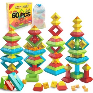 60-Piece Pyramid Building Blocks Set, STEM Stacking and Sensory Toy for Kids Ages 3-6 - 1 of 4