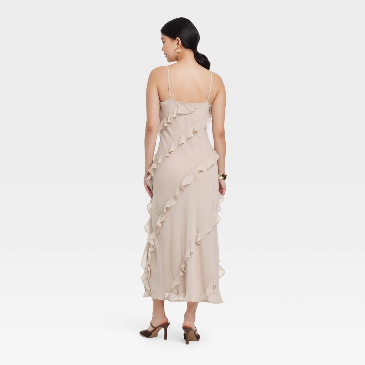 Women's Sleeveless Ruffle Maxi Slip Dress - A New Day™ - thumbnail 2