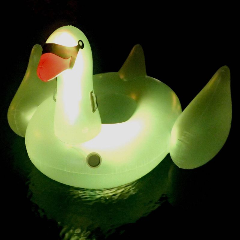 Swimline Giant Inflatable Transparent LED Light-Up Ride-On Swan Float | 90702, 5 of 7