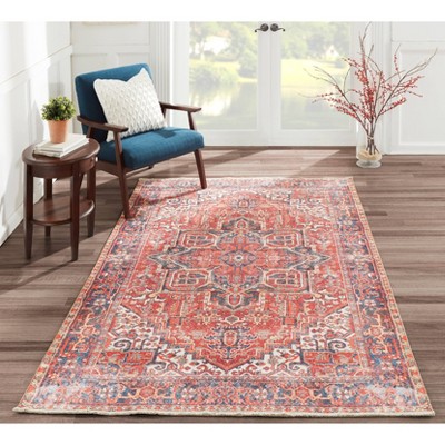 Chandler Medallion Red Synthetic 5'6"x8'6" Hand-knotted Rug