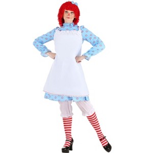 HalloweenCostumes.com Women's Raggedy Ann Costume, Vintage Toy Outfit, Red Yarn Wig - 1 of 4