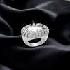 Slickblue Women’s Wide Band Ring in Silver, use Dome CZ Center and Claw Prongs, Rhodium Finish, Sizes 5 to 9 - 3 of 4