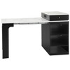 Gulches 59.5" Black Kitchen Island - Extendable Dining Table, Double-Sided Storage, Power Outlet, Faux Marble Top - 4 of 4