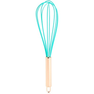 Juvale Teal Silicone Balloon Whisk with Rose Gold Handle for Cooking Baking (12 Inches)