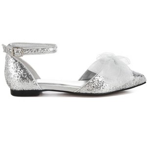 Clarice Sheer Bow Detail Glitter Flat Sandals - 1 of 4