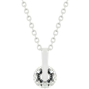 Slickblue Classic Solitaire Round Cubic Zirconia Pendant Necklace for Women, Rhodium Plated, 16” Chain - 1 of 3