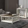 Galano Square Coffee Table with Decorative Cut-Out Panels and Lower Shelf in Brown 34.9" W x 34.9" D x 17.1" H - 4 of 4