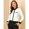 INSPIRE CHIC Women's Contrast Collar Chiffon Long Sleeve Work Office Blouse - 3 of 4