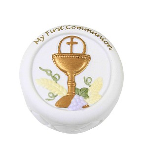 Roman 1.25 In Quilted 1St Communion Rosary Box Eucharistic Symbols Keepsakes Figurines - 1 of 3