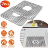 NewHome "2Pcs Silicone Grid Sink Mat with Drain Hole, Non-Slip Sink Protector for Kitchen, 11.61x13.58 Inch, Dishwasher Safe" Grey Size S - 3 of 4