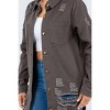 Women's Distressed Button Up Long Sleeve Denim Jacket - American Bazi - 4 of 4